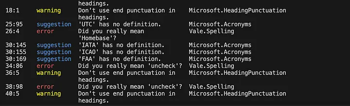 Sample vale output